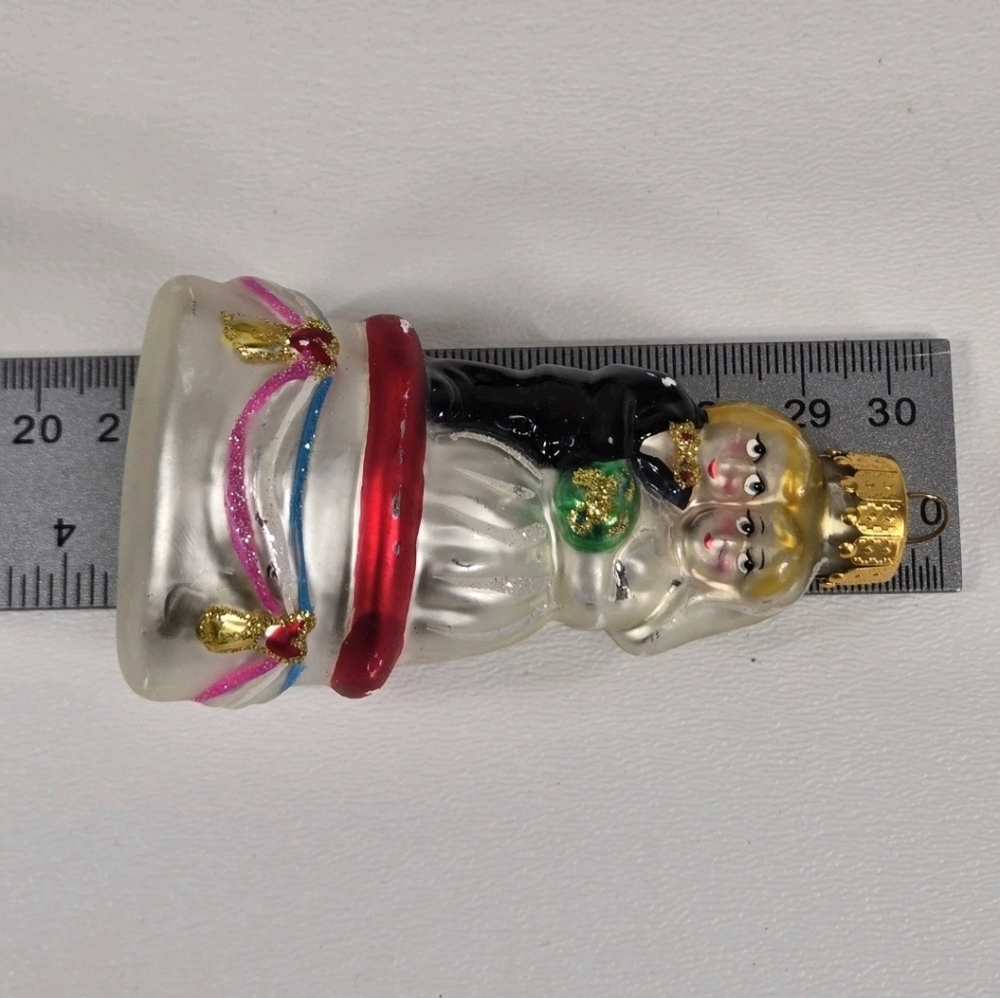 VTG‎ Wedding Bride Groom Couple Glass Christmas Tree Ornament Gift  Hand Painted - Picture 9 of 11